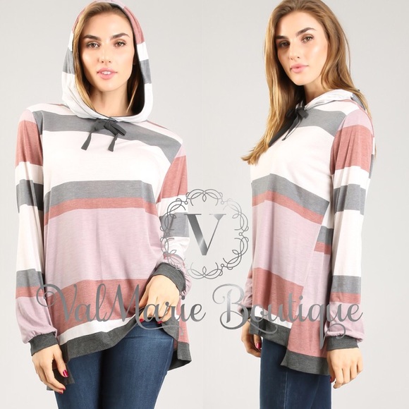 ❤️Color block striped hoodie top - Picture 4 of 5